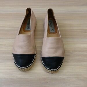 Cap Toe Espadrille Flats Women 6 Nude Leather Slip On Loafer DIANE B MILANO 37